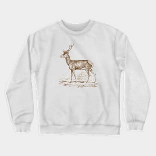 Deer Monochrome Vintage Wildlife Illustration Crewneck Sweatshirt